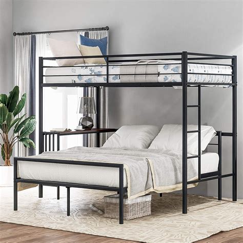 twin over queen bunk bed metal|twin full metal bunk bed.